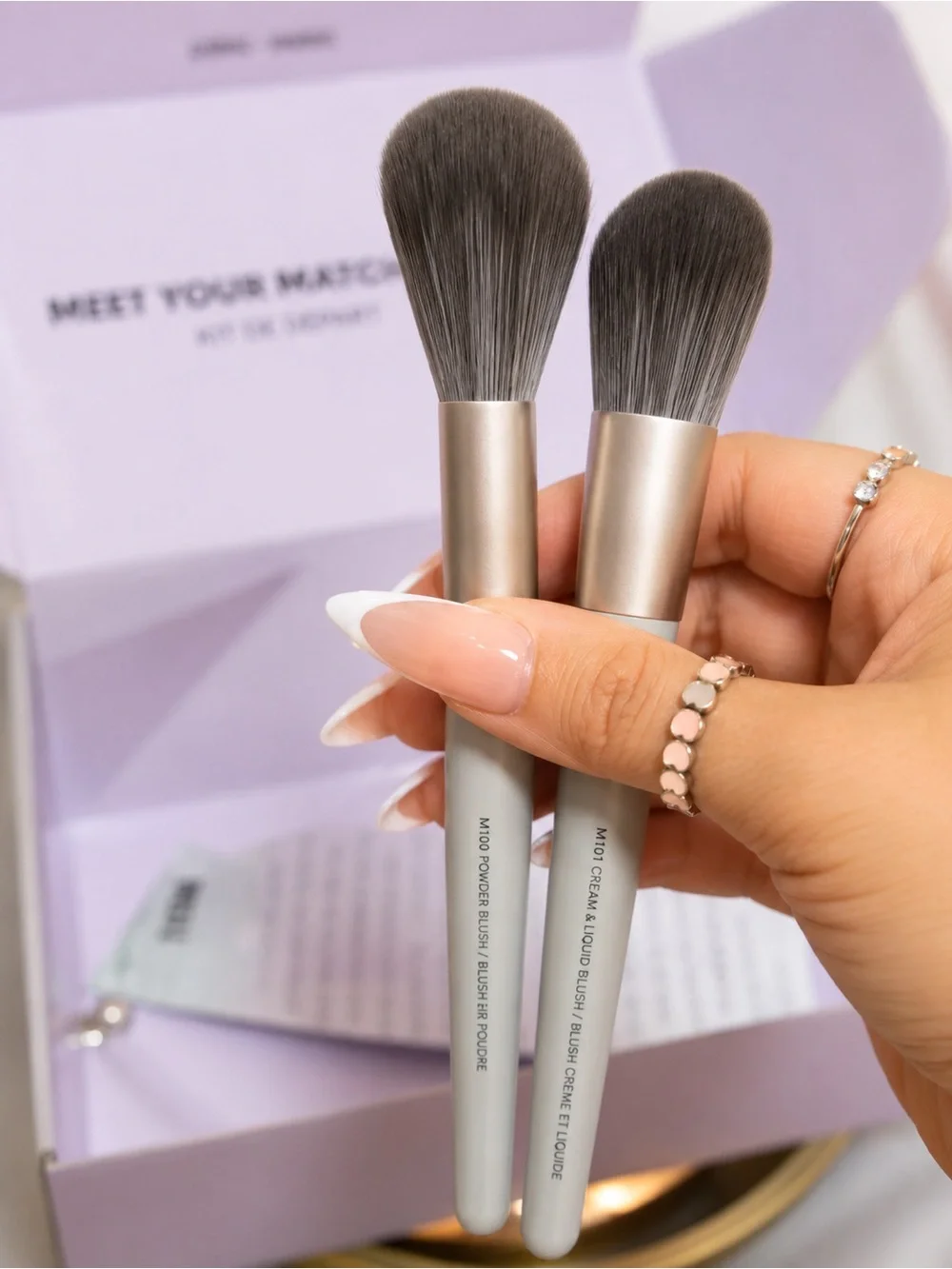 Mischo M100 & M101 Blush Makeup Brush Set of 2 Powder Cream Liquid New